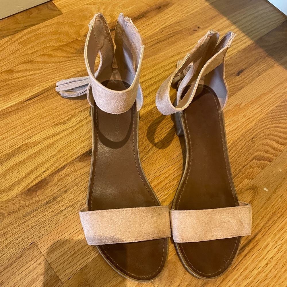 Tan Minimalist Sandals with Ankle Strap